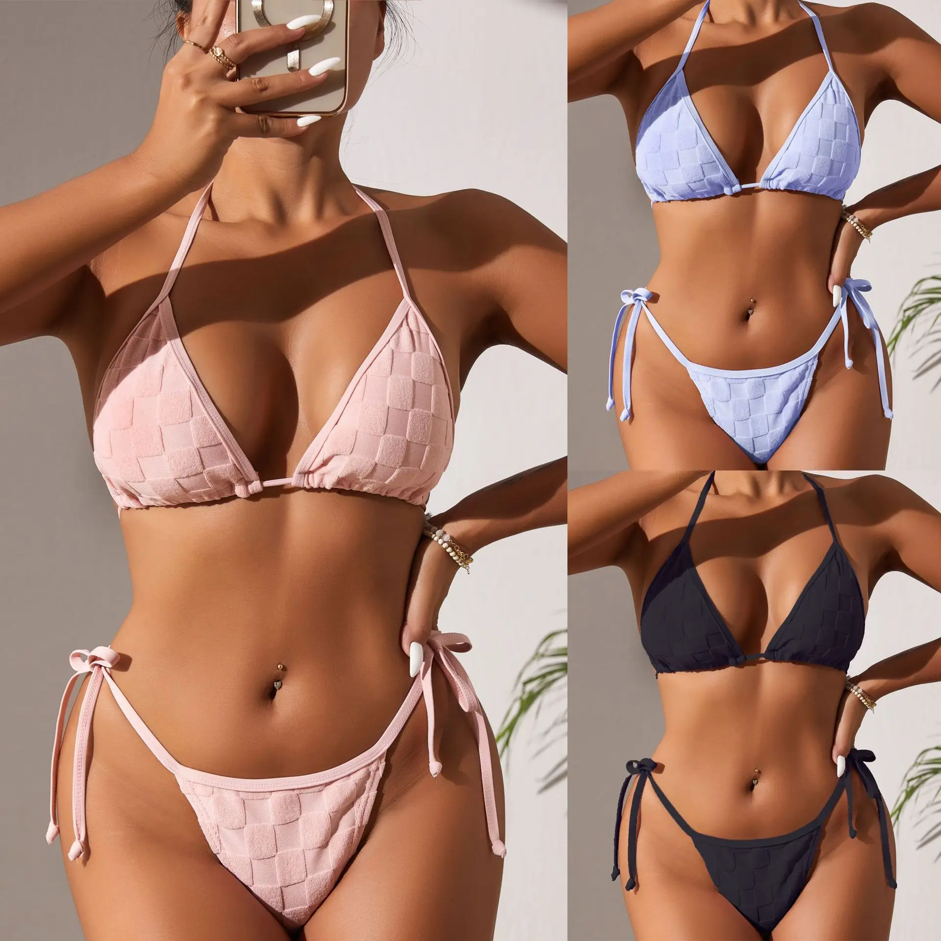 

Sexy Sling Swimsuit Three-point Lanyard Split Swimsuit Bikini Women