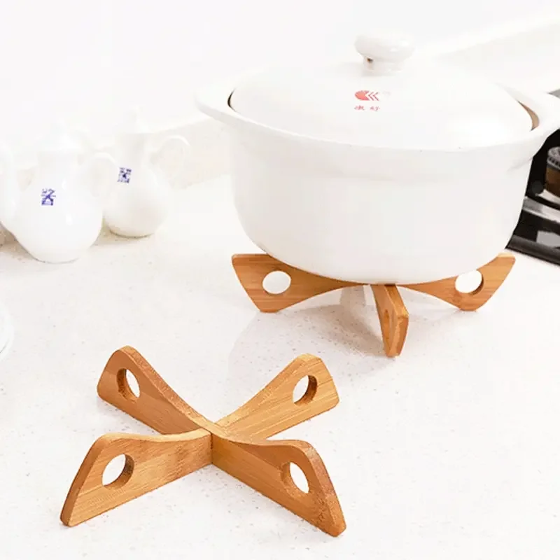 Cross Tray Holder Wooden Removable Table Mat Anti-Heat Steam Table Mat Household Kitchen Anti-Slip Wooden Gadget table mat