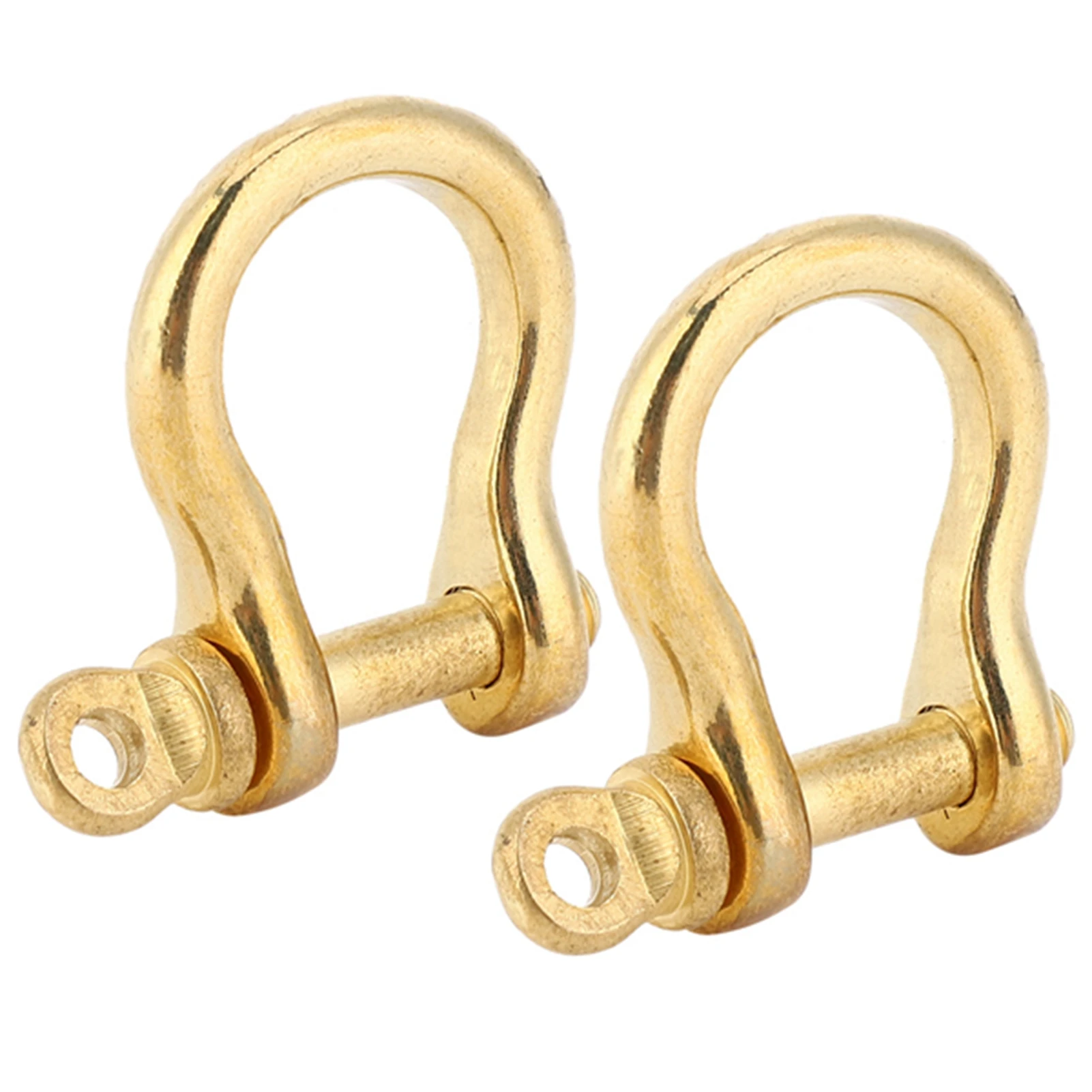 2 Set Anchor Shackle Pure Brass U Type Fob Key Ring Hook Golden Connection Buckle 10mm Anchor Shackle Bow Brass