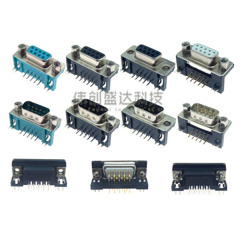 10-Pack DB9 Male Serial Connectors - RS232 Solder Cup Ports, Gold Plated, 9 Pin