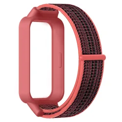 Nylon Strap and Case for Smart Watch - Sporty Replacement Wristband and Bracelet Cover (Black red)