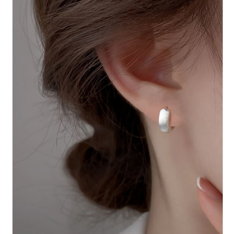 925 Silver Brushed Earrings Unique Stylish Design for Women New Fashionable Minimalist Piece Elegant Grandeur Appeal - 5
