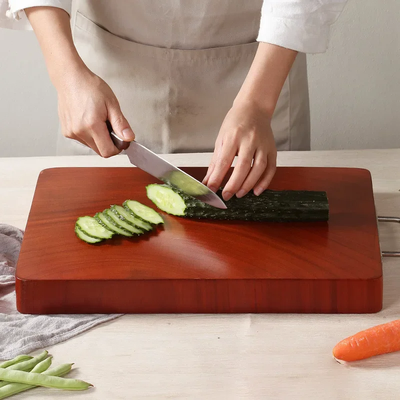 Red iron wood cutting board, household kitchen crack-resistant and mildew  resistant solid wood chopping board