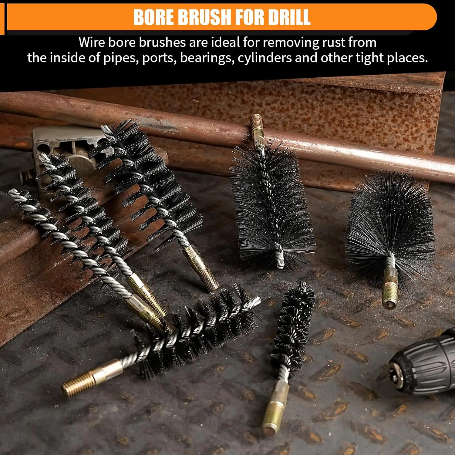 Premium Stainless Steel Wire Cleaning Brush with M12 Thread - Ideal for Polishing Pipes and Cylindrical Surfaces