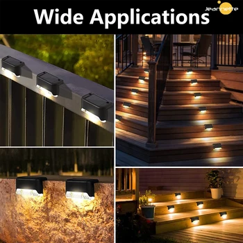 Solar Lights Outdoor Solar Step Lights LED Waterproof Transparent Cover Black White Lamp for Patio Deck Railing Stairs Fence 1