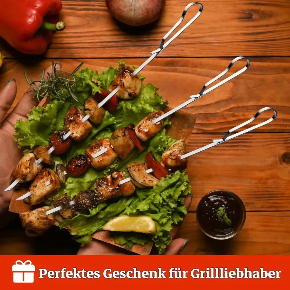 Barbecue Skewer Reusable Stainless Steel BBQ Hot Dog Skewers Kebab Iron Stick For Outdoor Camping Picnic Cooking Tools