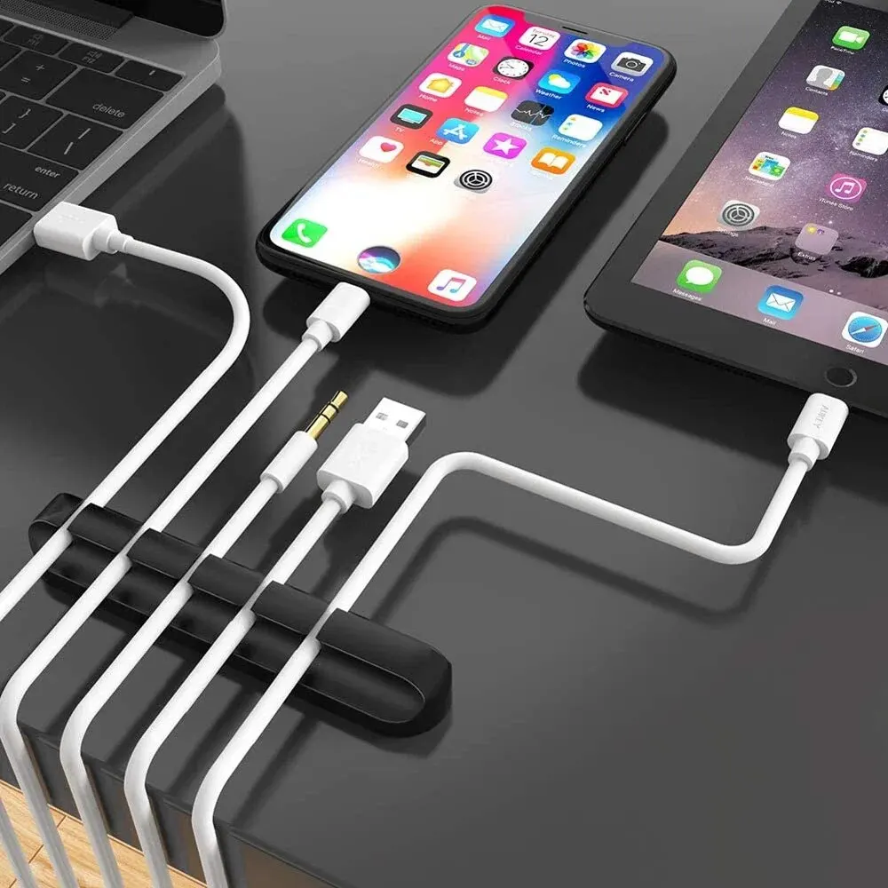 Cable Organizer 2Pcs Flexible USB Cable Winder Tidy Silicone Clips Mouse Keyboard Earphone Protector
