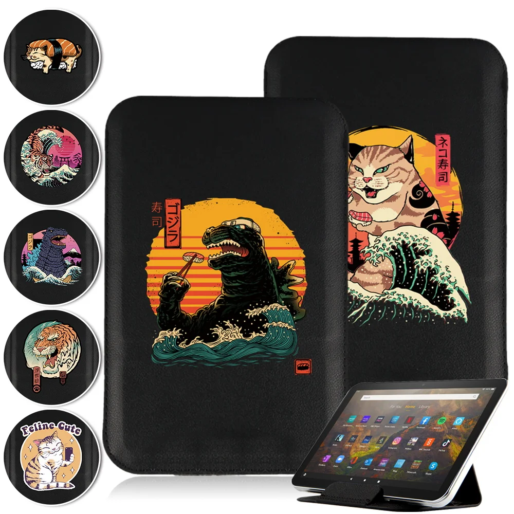 

Leather Cover for Fire 7/HD 8/HD 10 Tablet Case for Fire HD 8 Plus 2020/HD 10 Plus 2021 Sleeve Magnetic Japan-cat Series Pouch