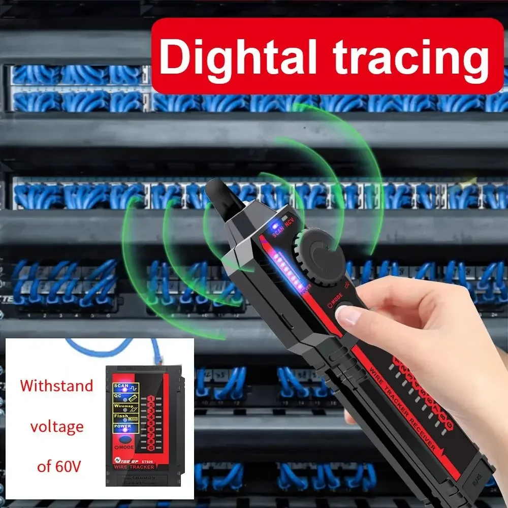 TOOLTOP ET606 RJ45/RJ11 Cable Port Test 3KM Length Wiring Diagram Cable Tracker Network Tester Network Maintenance Tool