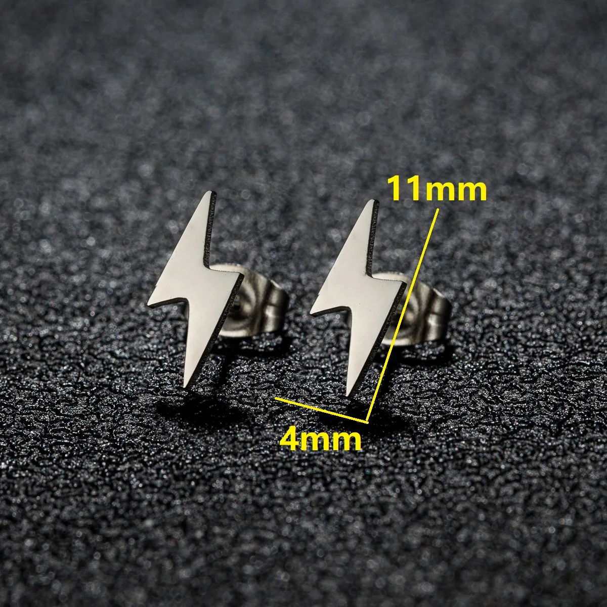 1Pair Stainless Steel Lightning Bolt Earrings Punk Thunder Earring
