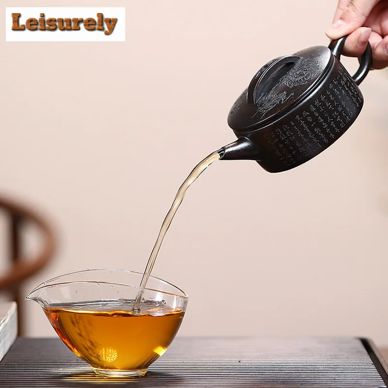 210ml Yixing Handmade Purple Clay Teapots Famous Heart Sutra Tea Pot Teaware Beauty Kettle Chinese Authentic Zisha Tea Set Gifts