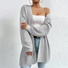 2024 Autumn Elegant Solid Cardigan Sweater Women Winter Thickened Warm Split Hem Long Jumpers Female Commuter Knitted Outerwear 2