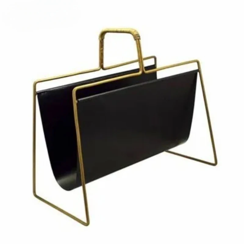 Nordic PU Leather Metal Gold Bookshelf Iron File Book Organizer Shelves Magazine Holder Book Rack Home Decoration Accessories