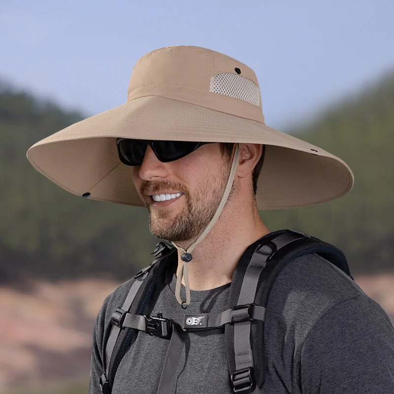 Summer Big Eaves Fisherman Hat Sunscreen Outdoor Hiking Fishing Breathable Hat Waterproof Quick Drying Breathable Umbrella Cap