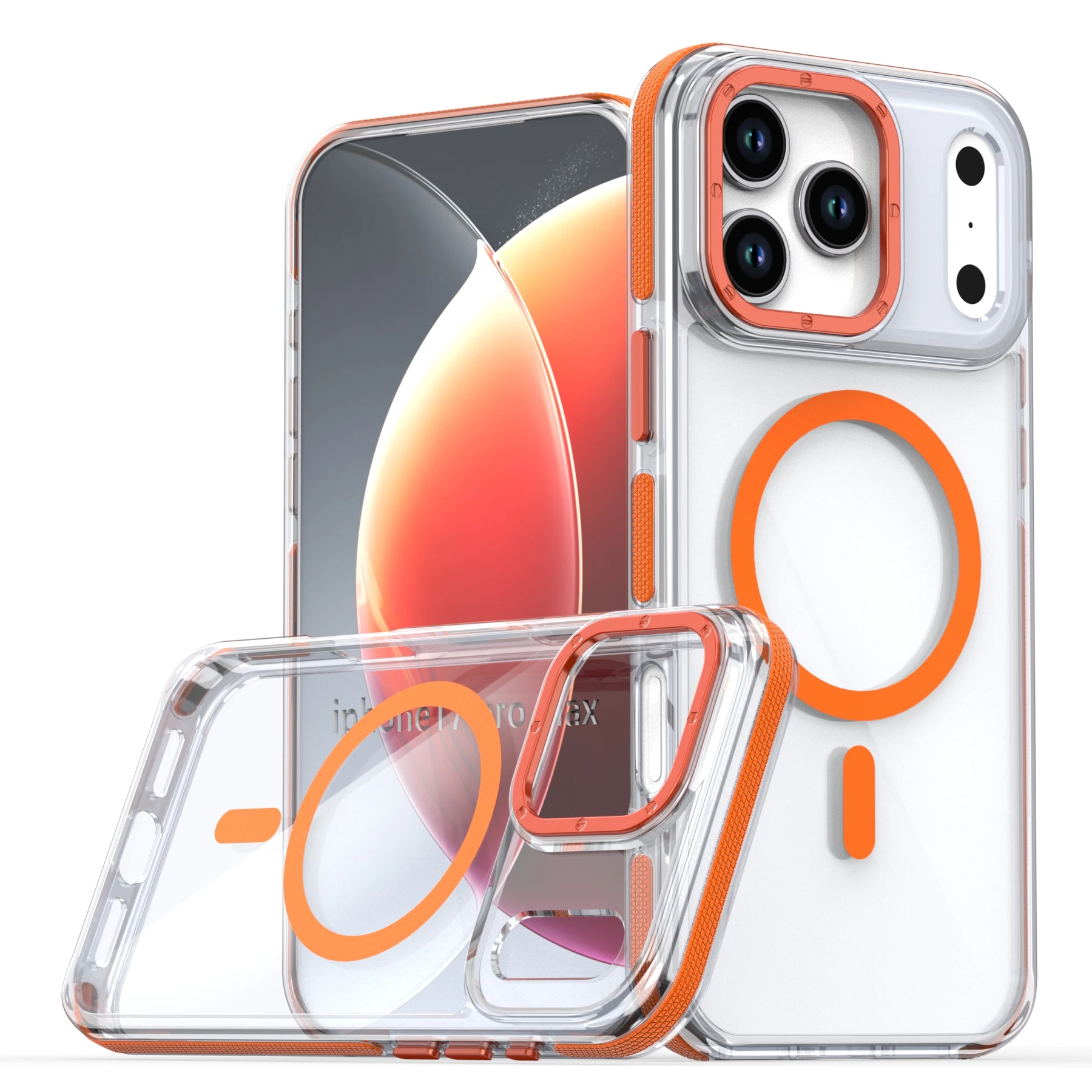 Luxury Shockproof MagSafe Wireless Charging Clear Case with Magnetic Cover