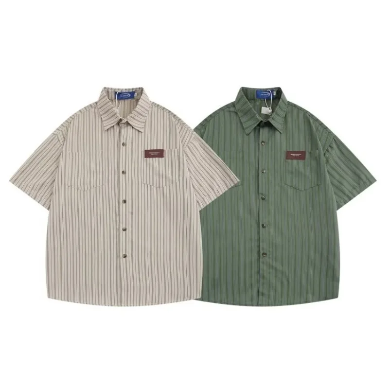 camisa-com-listras-verticais-retr-masculina-manga-curta-solta-vers-til