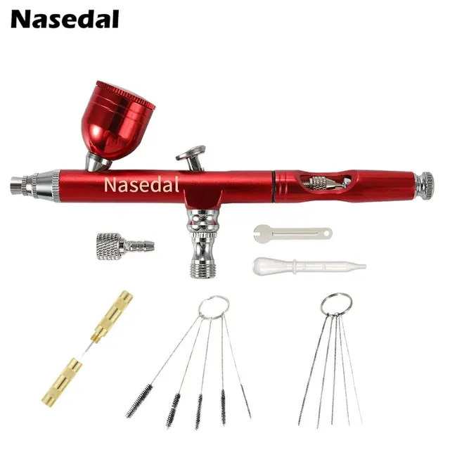 Airbrush Tool Dual Action Gravity Feed 0.3mm Nozzle Spray Gun Cake Decorating Brushes For Nail Manicure With Wrench Straw