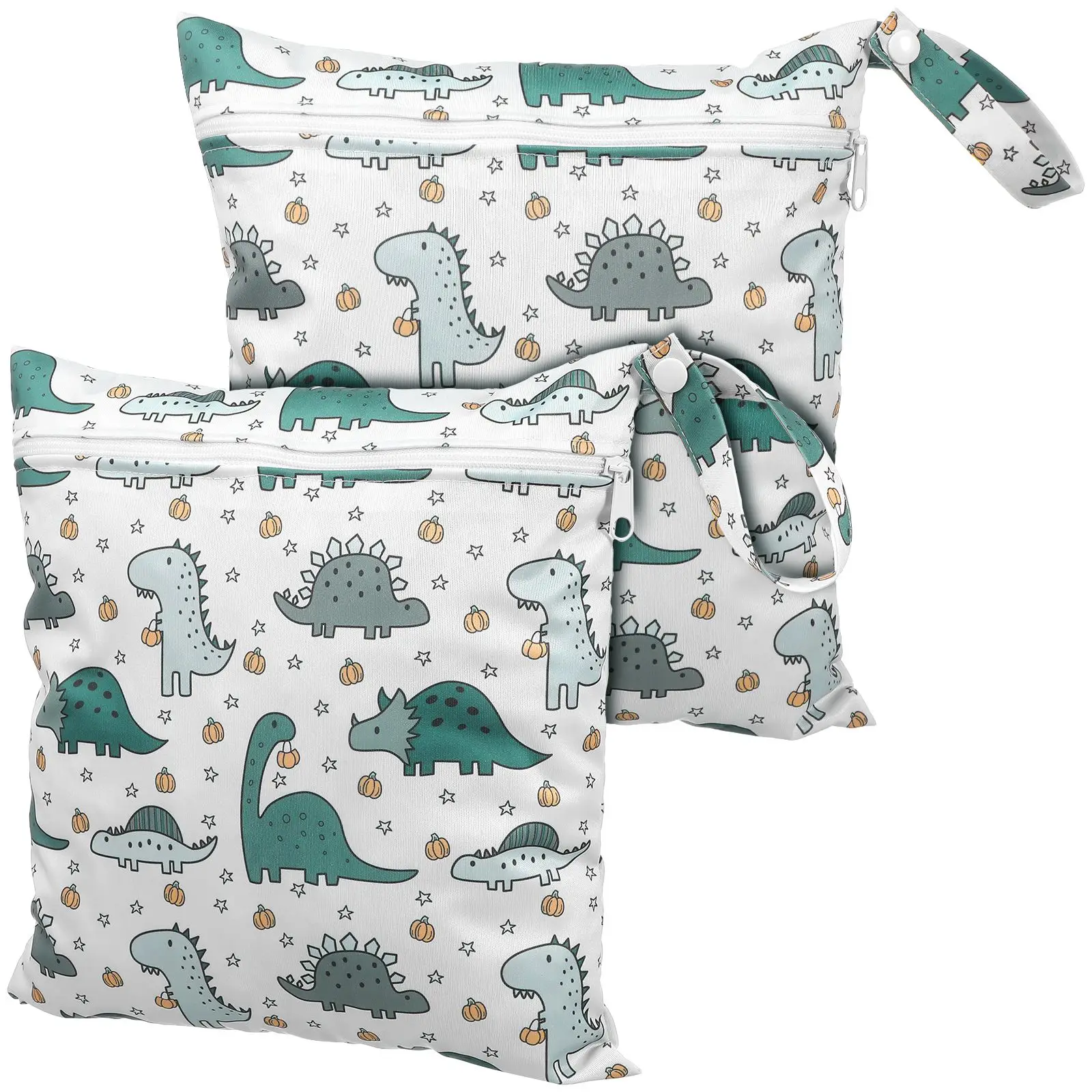 2pcs Diaper Storage Bags Reusable Wet Bags Baby Wipes Cartoon Zippered Storage Pouches For Swimmers Travels Parents