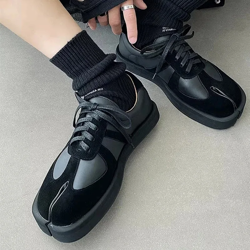 Tabi Shoes for Men Women Genuine Leather Casual Boots Lace Up