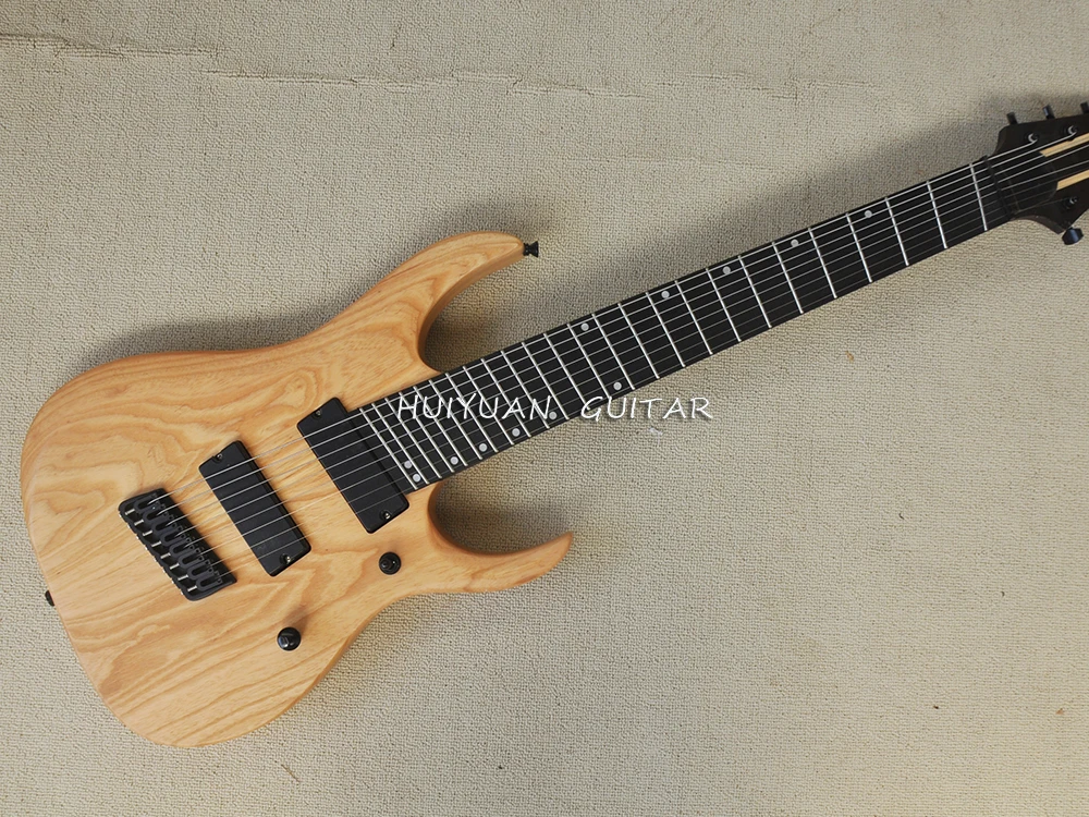 

8 Strings Natural Wood Color Electric Guitar with Rosewood Fretboard,Slanted Pickups and Frets,Customizable