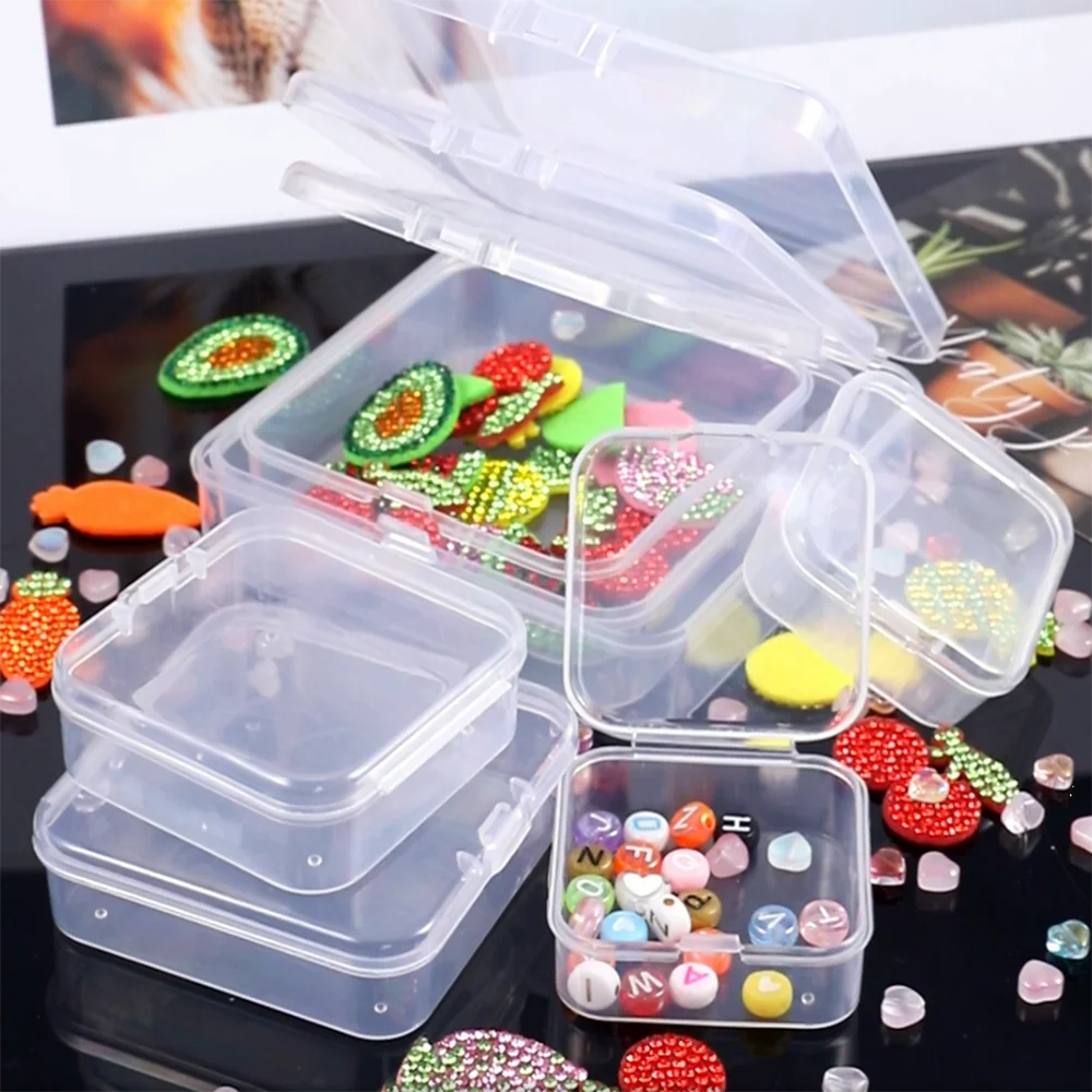 Square Plastic Storage Box Transparent Jewelry Beads Container Small Items Sundries Organizer Packing Case Fishing Accessories