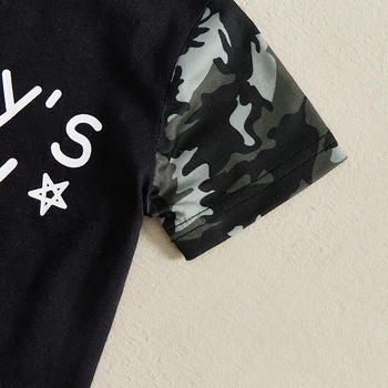 Toddler Boys Casual Outfits Camo Print Tee and Elastic Waist Shorts Set for 2 Piece Summer Clothing Set 5