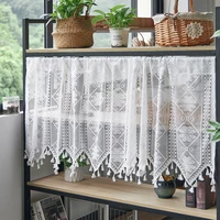 Sheer Lace Valances with Tassels Scalloped Bottom  Floral Curtains for Kitchen Bathroom Dining Room Living Room Bedroom Basement 1