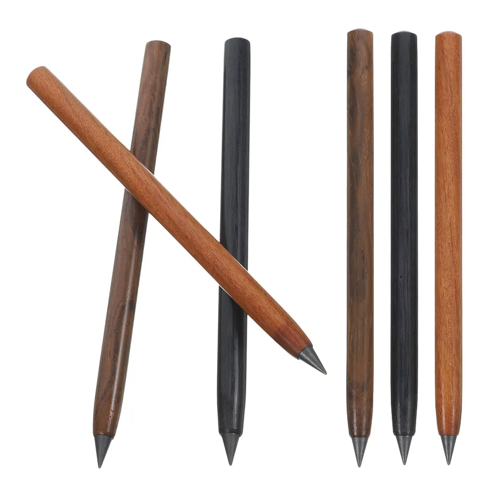 6Pcs 천연 나무 연필은 절대 날카롭게 하지 않아도 깨지지 않으며 학교 학생들을 위한 예술가 사무용 필기구 교사 연필