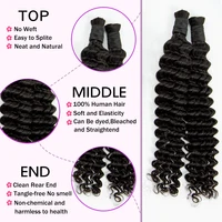 Cheveux humains naturels à tresser 26 28 pouces, ondulation profonde, en vrac, pour tresses bohèmes, sans trame, extensions de cheveux bouclés vierges 16A 2