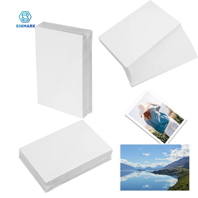 SINMARK Photo Paper A6 Glossy Self-adhesive Photo Paper 100 sheets High Gloss Quick Dry for Inkjet and Laser Jet Printer