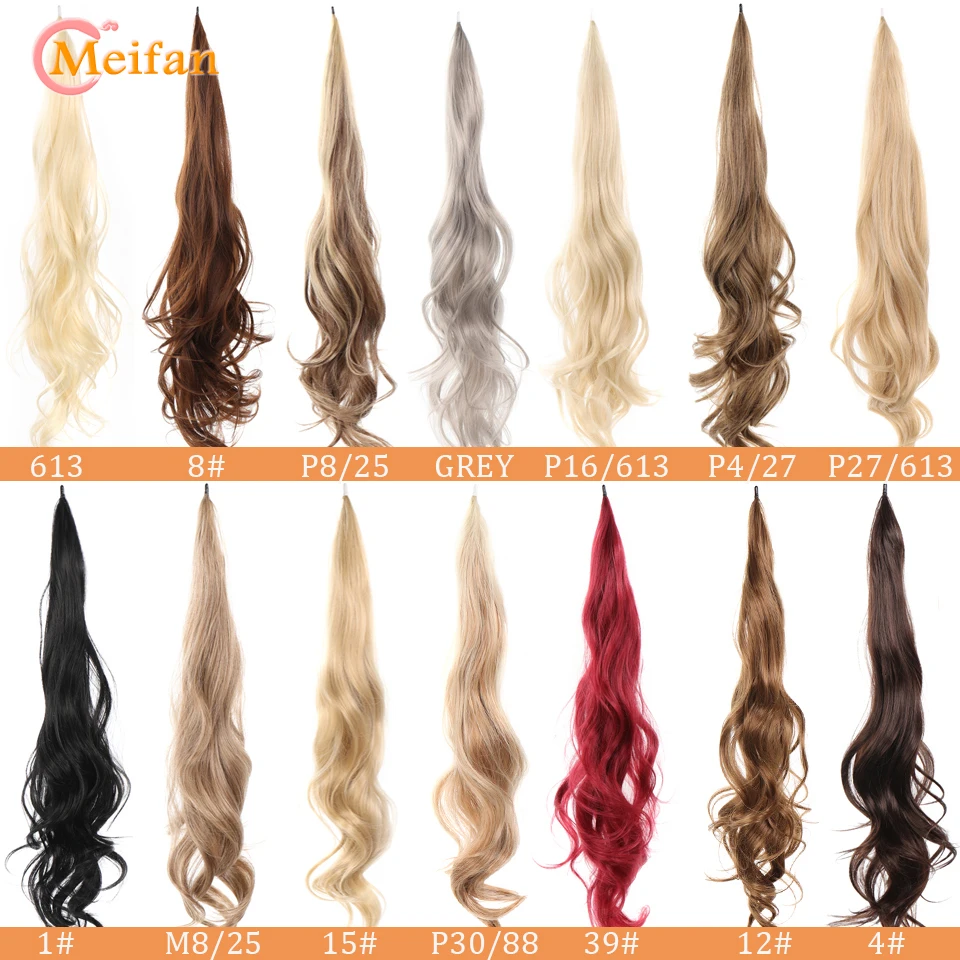 MEIFAN 32Inch Synthetic Flexible Wrap Around Ponytail Long Curly Layered Natural Fake Ponytail Hairpiece Extensions for Women