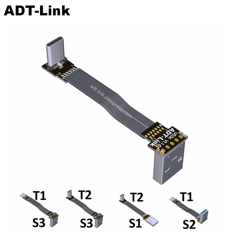 

USB 3.0 Type-A Male to USB3.1 Type-C Male Up/Down Angle USB Data Sync & Charge Cable type c Cord Connector adapter FPC FPV Flat