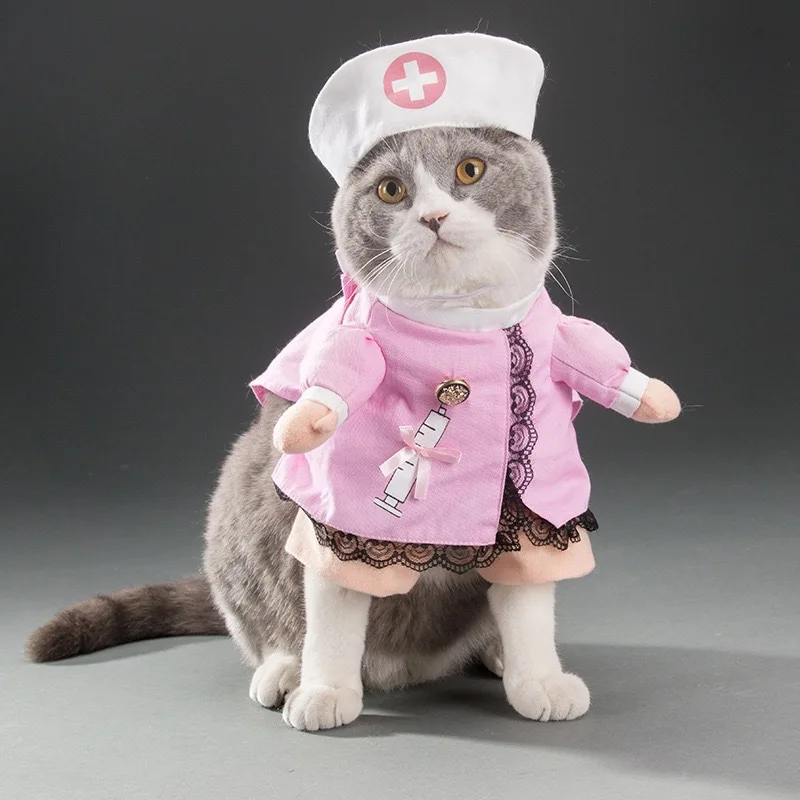 Funny Pet Nurse Costume Transform Your Dog & Cat Into Adorable Medical Staff Teddy Poodle Bulldog Cosplay Outfit