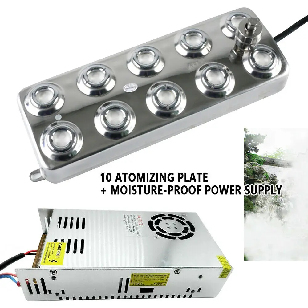 Ultrasonic Mist Fog Maker Water Gardening Pond Fogger Atomizer Humidifier 10 Head diy usb mini humidifier kits mist maker and driver fogger atomizer film sheet circuit mini board atomization oscillating n0t7