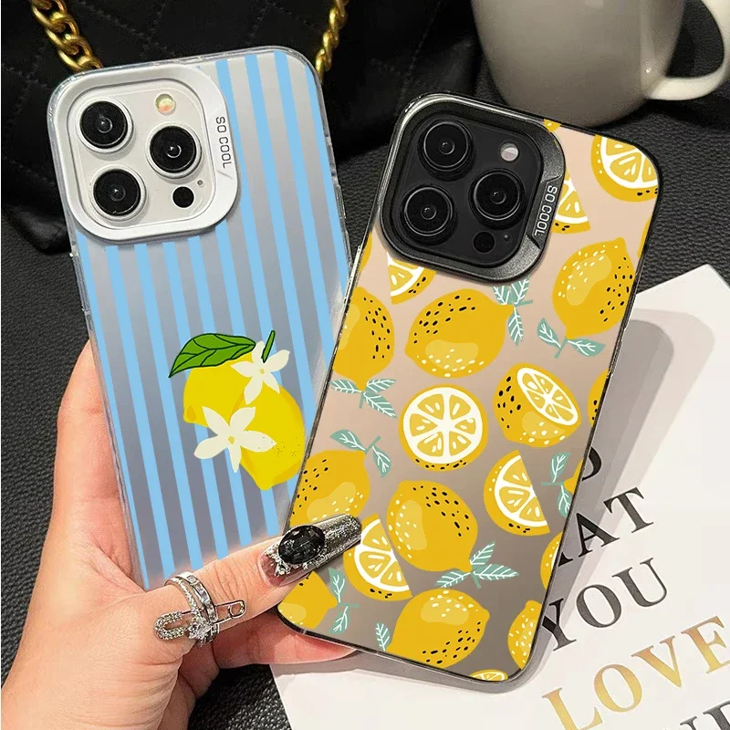Retro Blue Striped Lemon Phone Case Cover