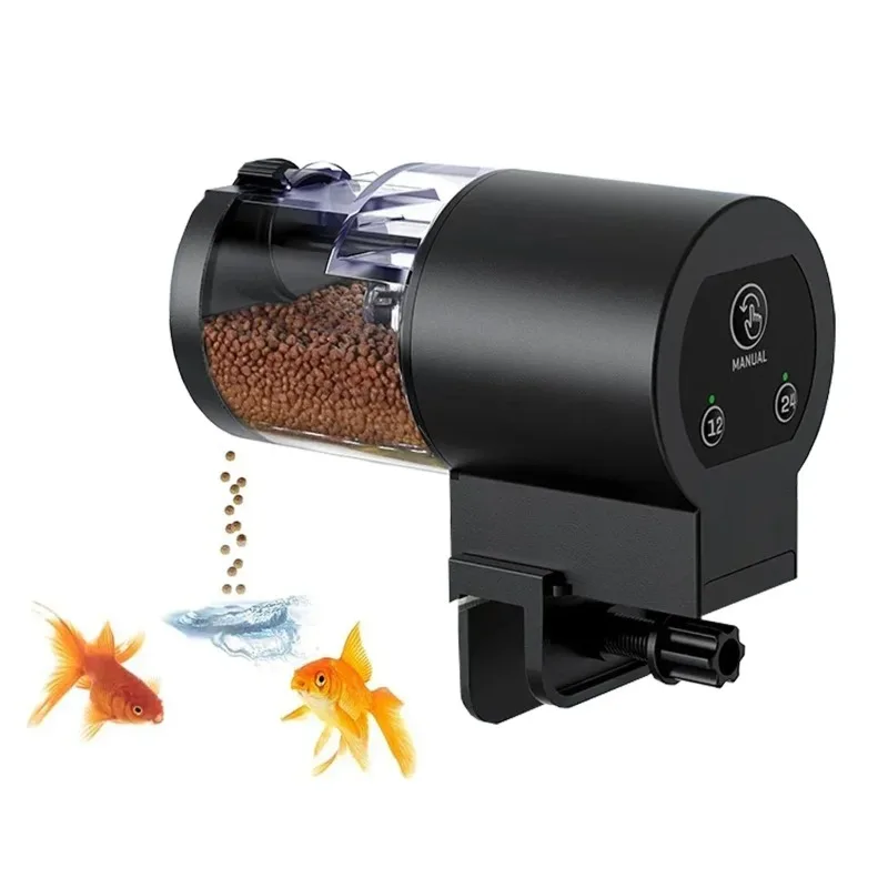 Digital Automatic Fish Feeder 100ml Programmable Aquarium Food Dispenser with Timer IP66 Waterproof for Pond Turtle Tanks