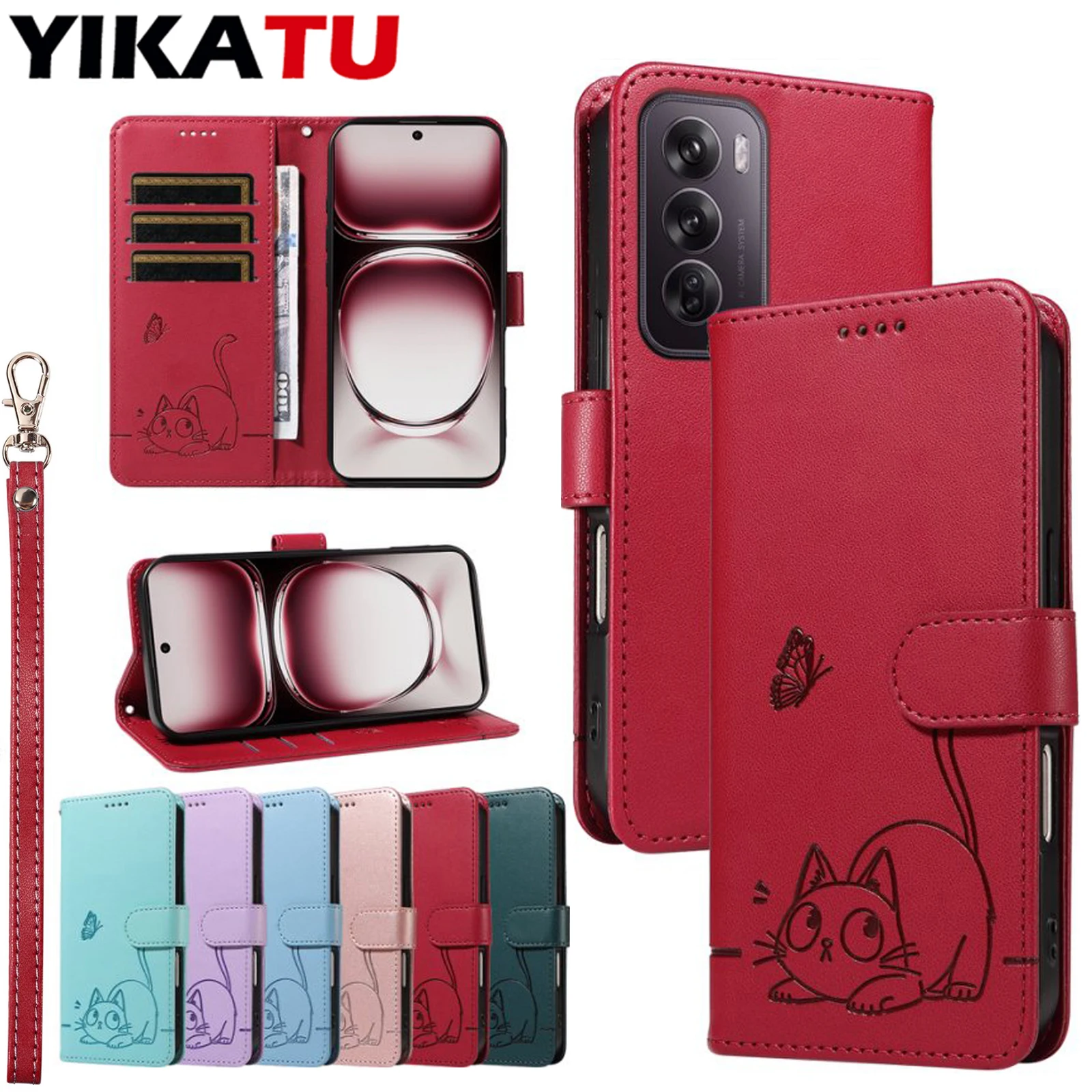 Elegant Multi-Card Leather Flip Wallet Case with Anti-Fall Protection