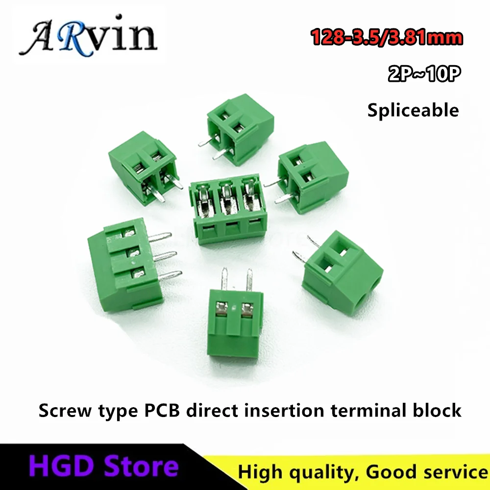 10pcs PCB Direct Insertion Terminal Block Screw Type 125-3.5 128-3.5mm ...