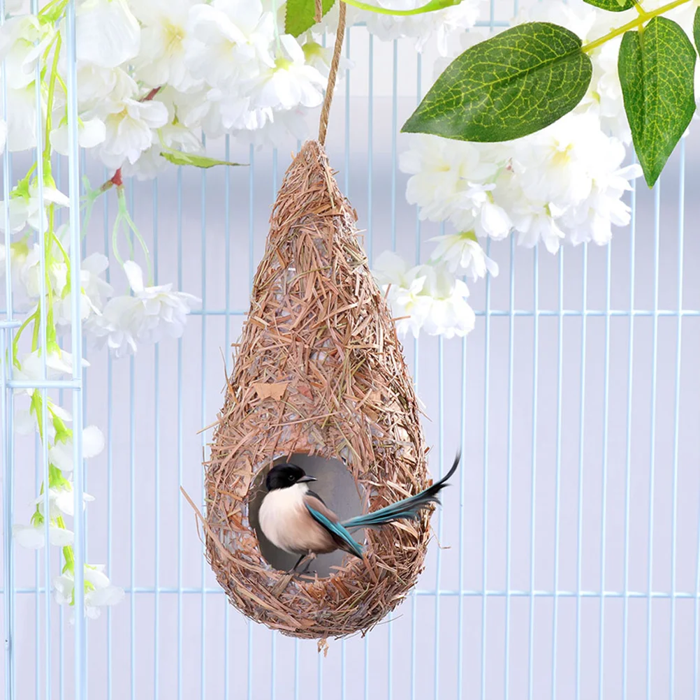 Bird nest 3pcs Bird Nest Natural Roosting Birdcage Hut Grass Hanging Bird Houses Finch Wild Shelter Garden Decor For