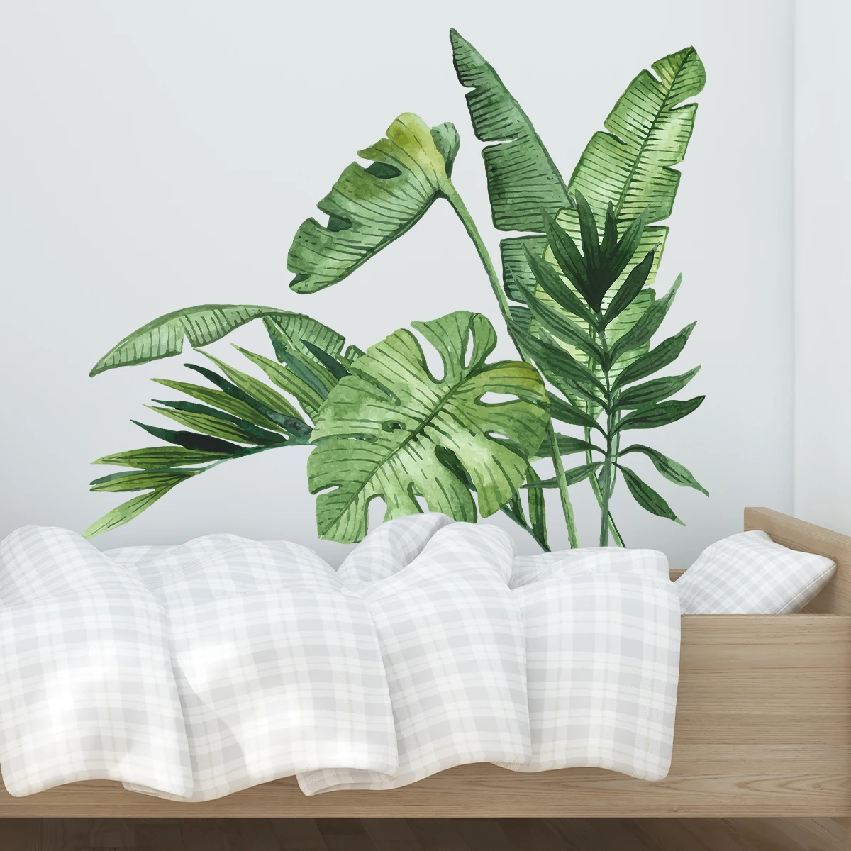 Wall Stickers Realistic Tropical Green Turtle Back Leaf Wall Stickers for Living Room Bedroom Bathroom Decoration Wall Decals
