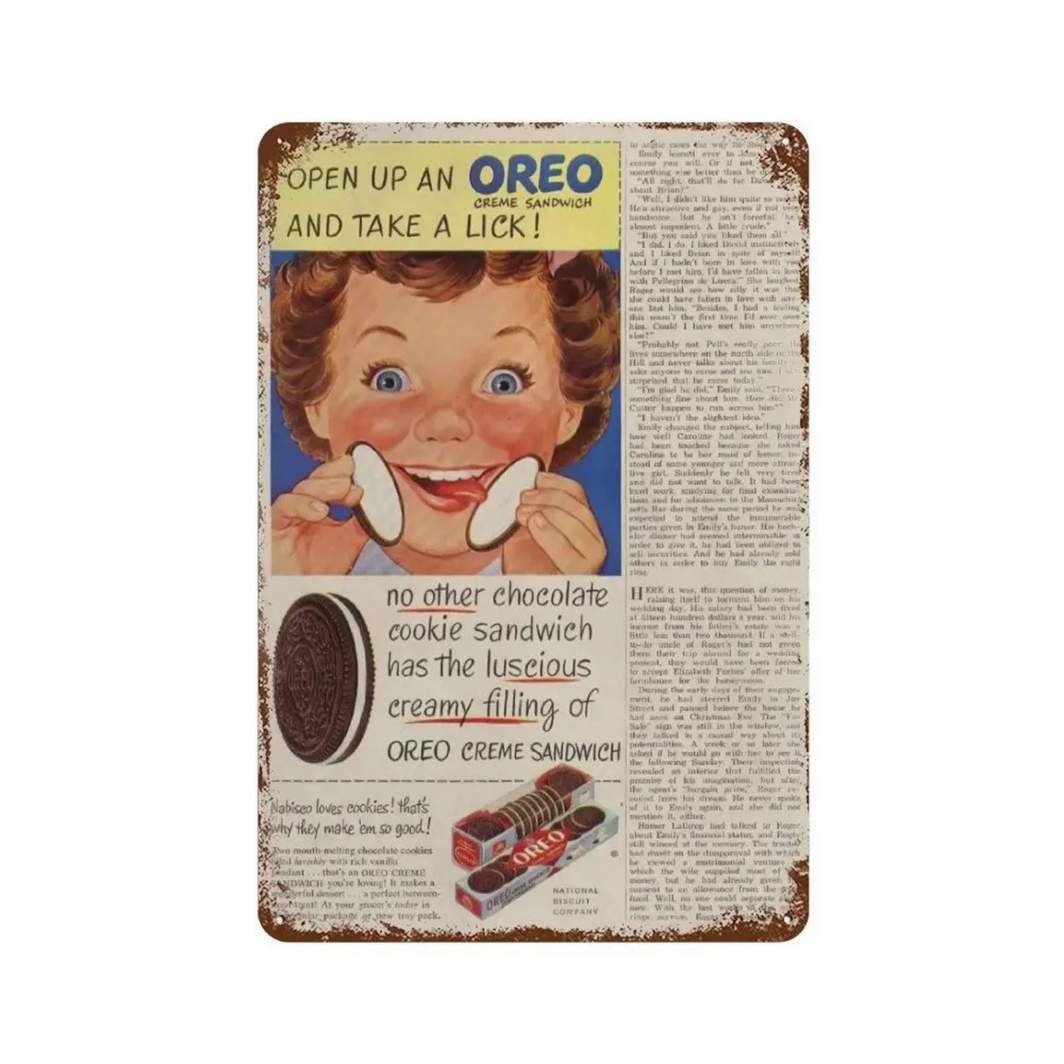 Carteles de hojalata de metal con diseño de galletas y caramelos, placa decorativa para pared, póster artístico vintage, pintura en hierro para cuevas de hombres, cafeterías, jardines, clubes y bares