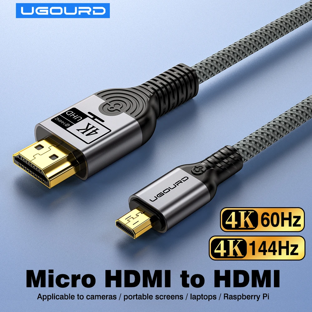 Premium UGOURD 4K Ultra HD Micro HDMI to HDMI Braided Cable with HDR Support