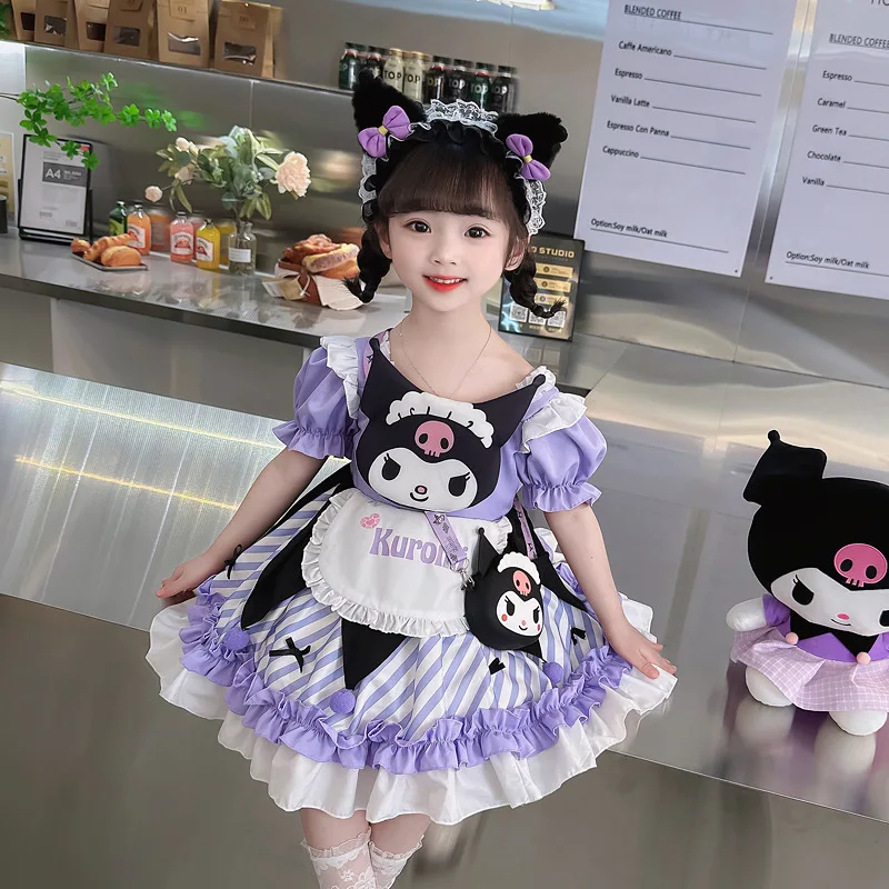 

Miniso Sanrios Kuromi my melody Children Dress Cute Anime Lolita Princess Dresses Summer Outdoor Party Sweet Girls Birthday Gift