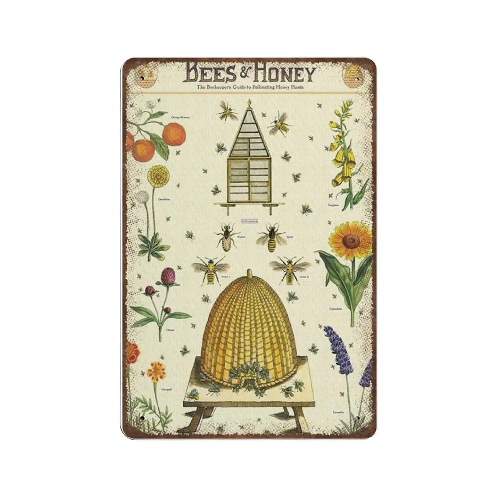 

Значок Dreacoss в виде пчелы и меда из олова-винтажный жестяной знак, необычный плакат, таблички для украшения стен, подарок для матери, подарок для Fathe