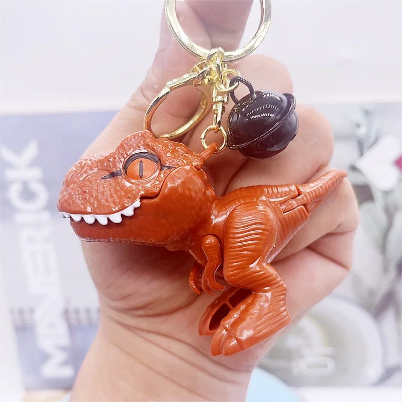 Tyrannosaurus Rex Keychain a Detailed Close Up of a Brown Dinosaur