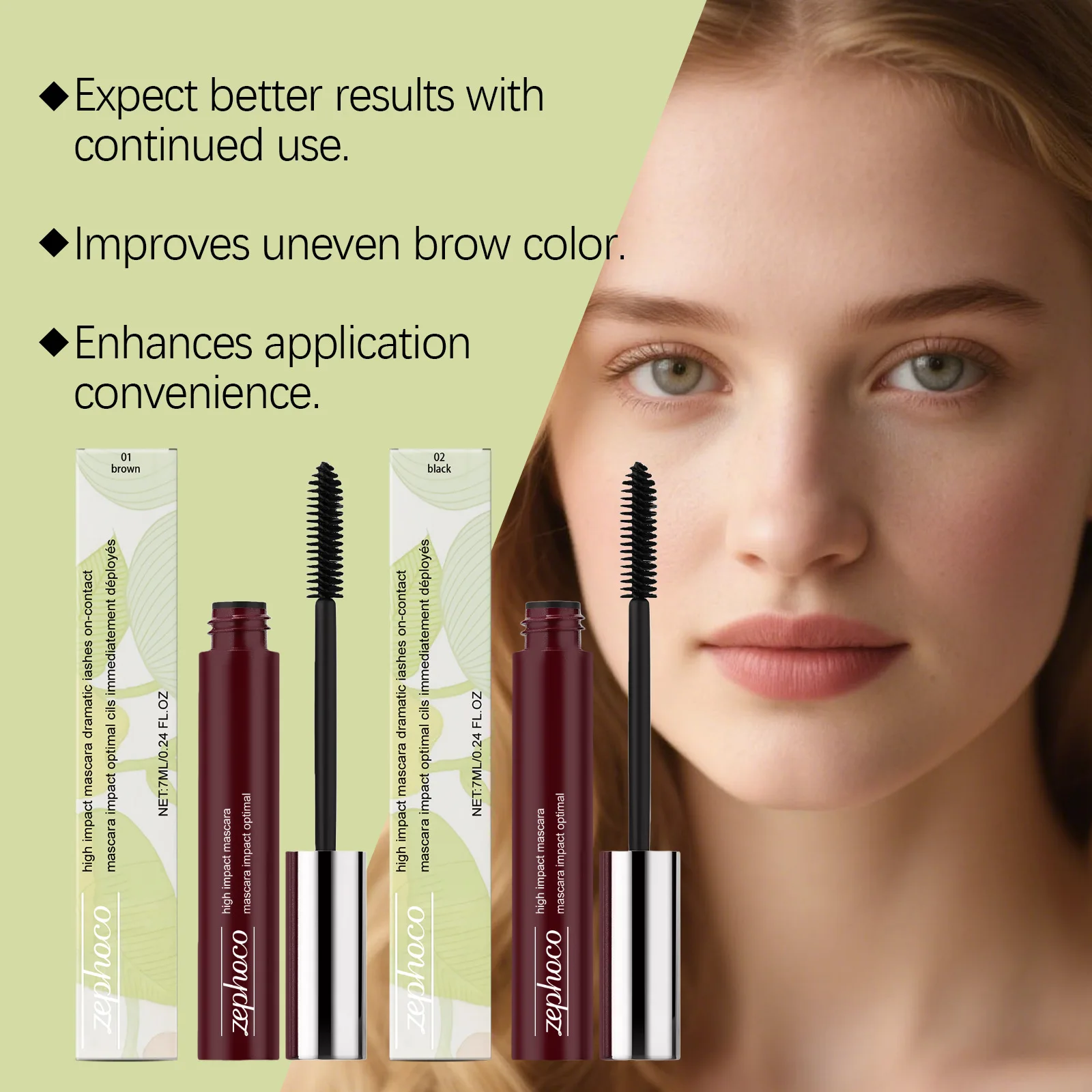 Mascara volume noir marron brosse spirale cils imperméable_voghion.com