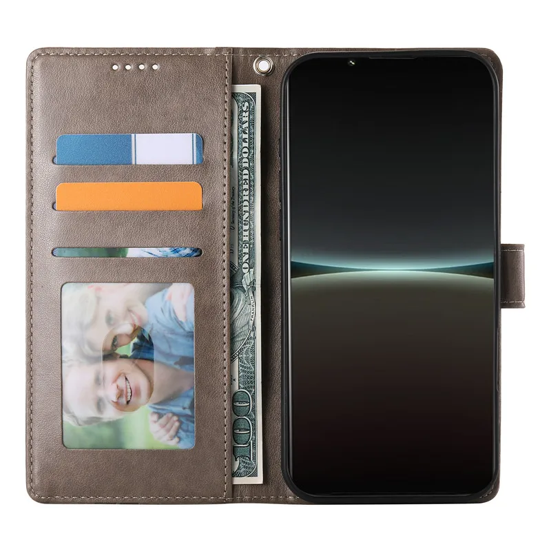 Deluxe Embossed Leather Flip Phone Case with Magnetic Wallet & Card Slot