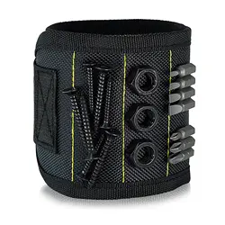 Magnetic Wristband Tool Holder with Strong Magnets for Easy Access to Small Items (Black)