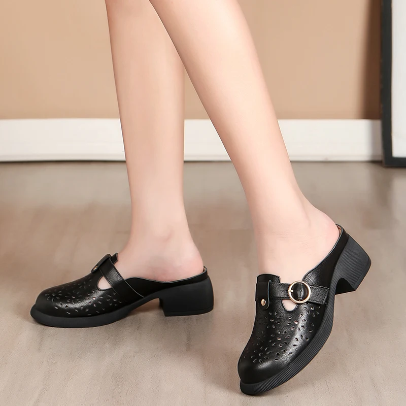 صنادل نسائية لصيف 2025 صنادل جلدية أصلية مريحة بكع...