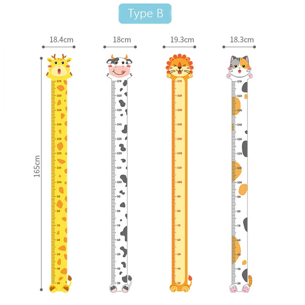 Cartoon Animal Growth Chart Wall Stickers Kindergarten Home Decoration Rabbit Giraffe Mural Children Height Measurement Stickers